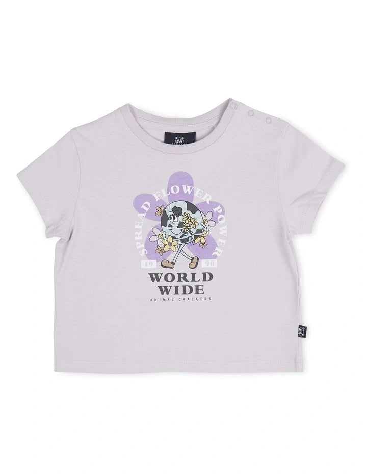 ANIMAL CRACKER WORLDWIDE TEE PURPLE SIZE 1