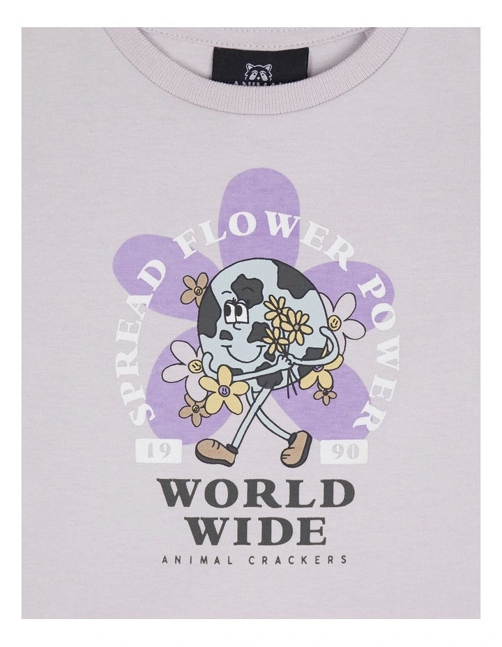 ANIMAL CRACKER WORLDWIDE TEE PURPLE SIZE 1