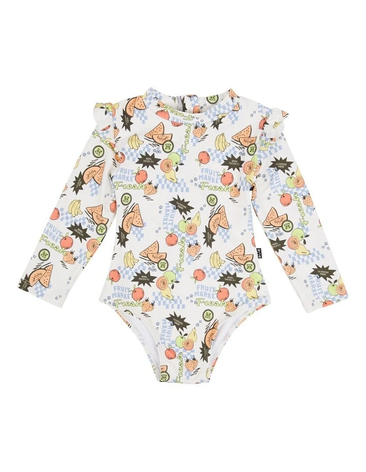 Animal Crackers Fruit Market L/S One Piece Girls 0