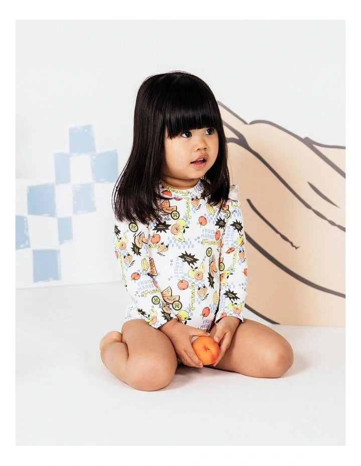 Animal Crackers Fruit Market L/S One Piece Girls 0