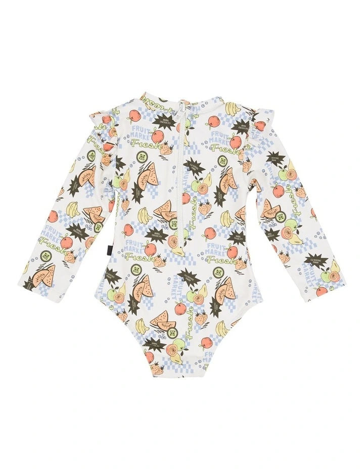 Animal Crackers Fruit Market L/S One Piece Girls 0