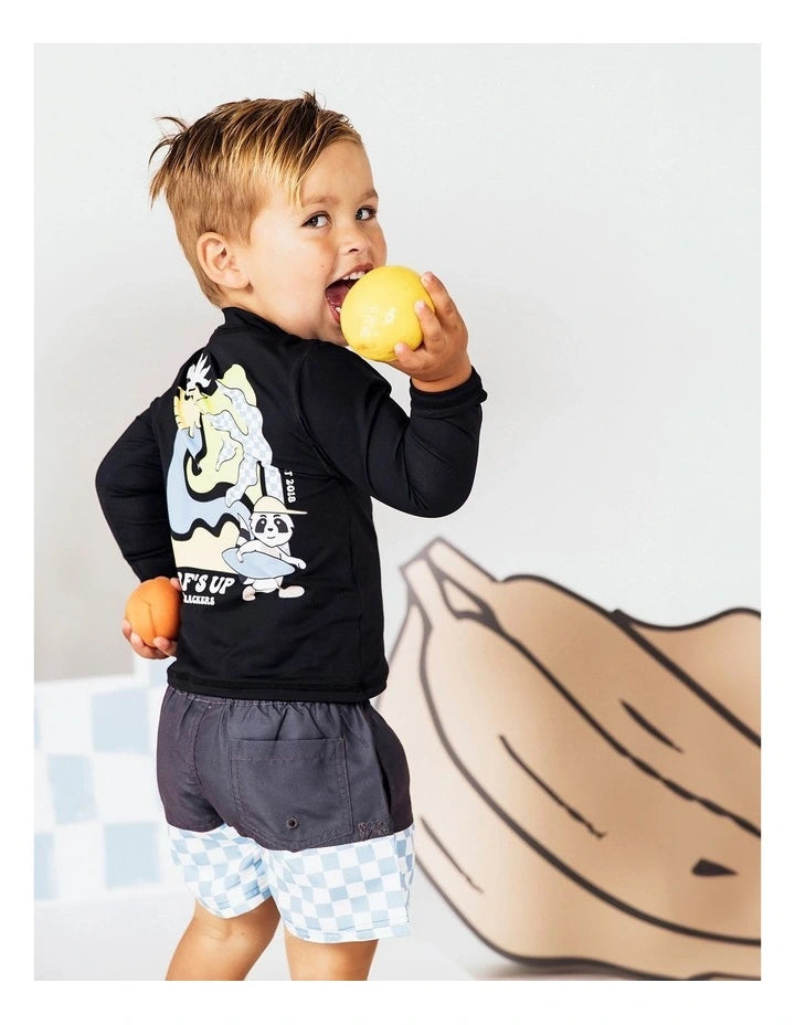 Animal Crackers Check Panel Short Blue