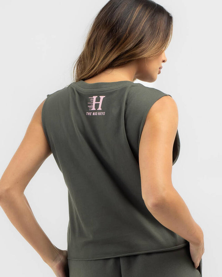 TMH SPEEDING HUEYS | WOMENS CROP MUSCLE - CHARCOAL