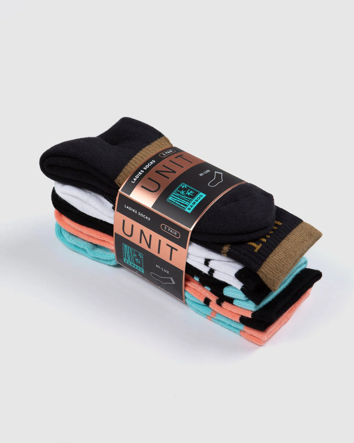 UNIT Ladies Socks - 5pk Bamboo Hi-Lux - Equip