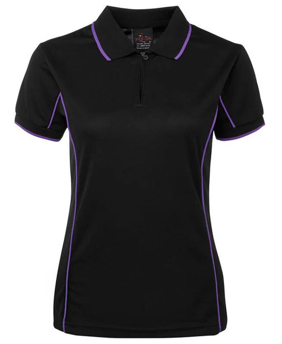 Ladies Piping Polo Black/Purple