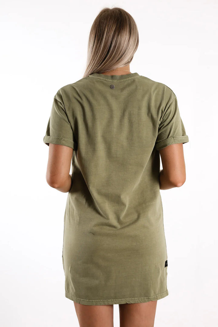 Eve Girl Washed Tee Dress Khaki Girls 3