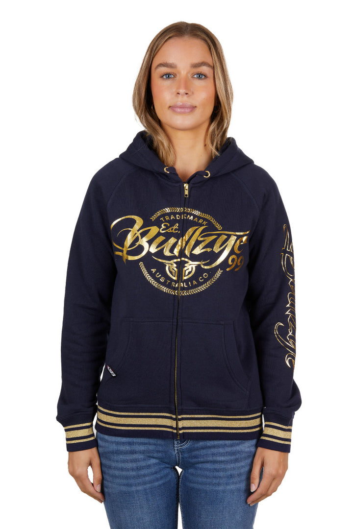 Bullzye Womens Bowen Zip Through Hoodie Dark Navy