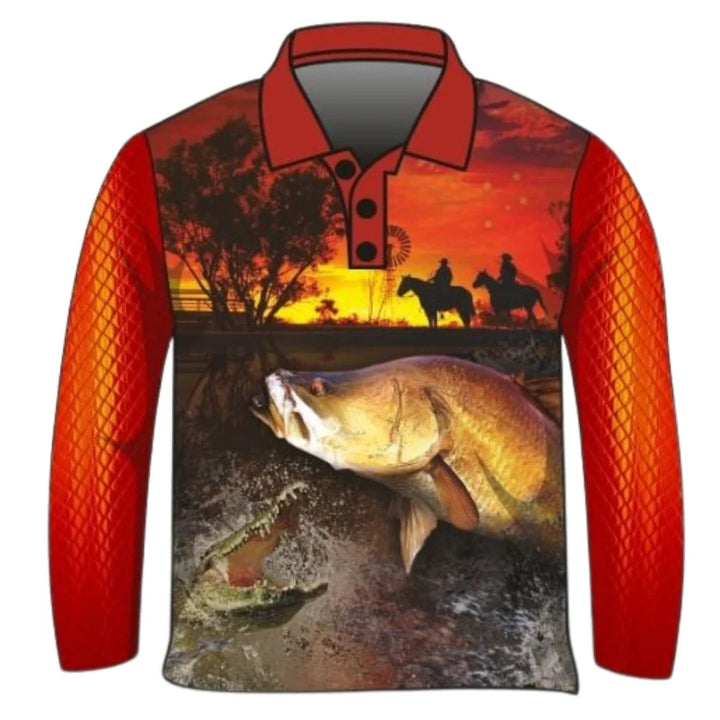 LJM Fishing Shirt Red Country Crab Croc