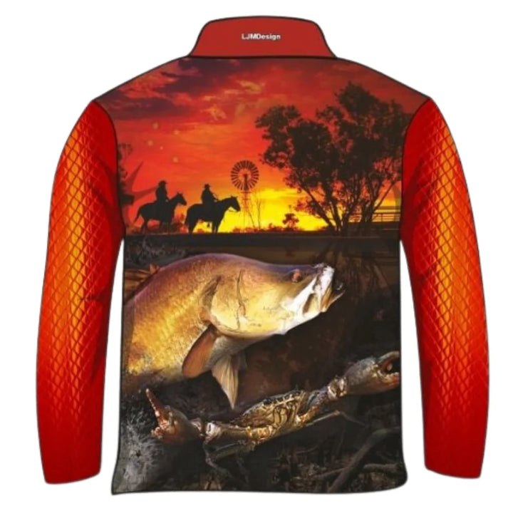 LJM Fishing Shirt Red Country Crab Croc