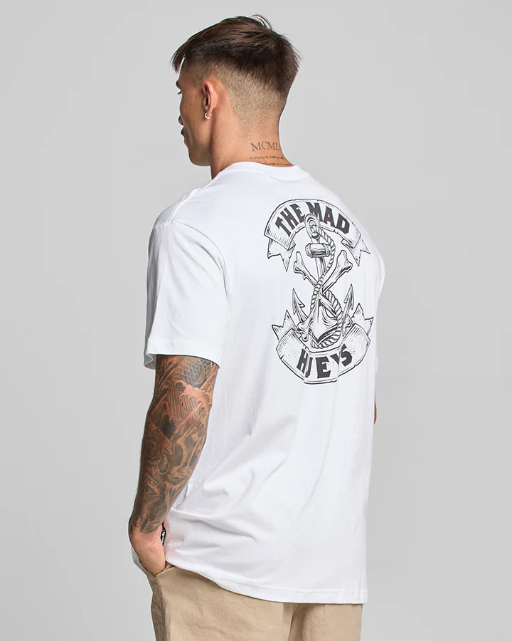 The Mad Hueys - MEN-BONES AHOY- SS TEE- WHITE Size S