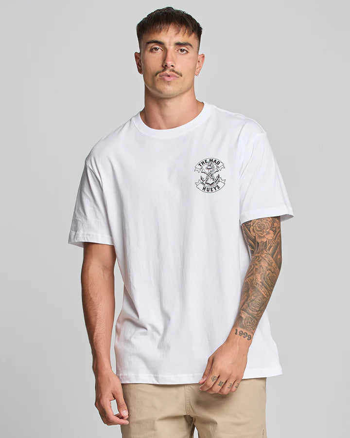 The Mad Hueys - MEN-BONES AHOY- SS TEE- WHITE Size S
