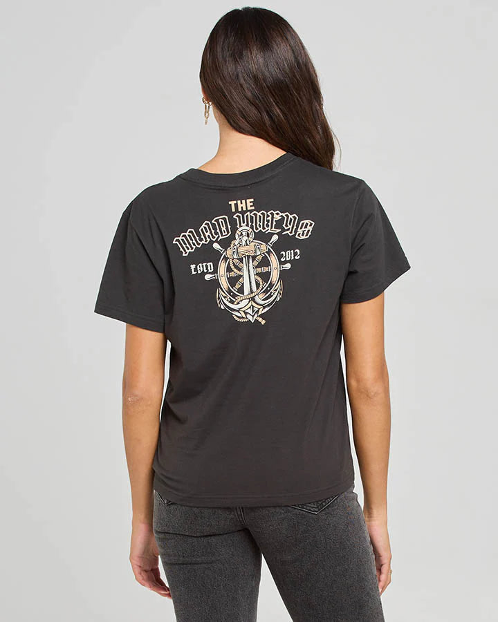 TMH Anchor Wheel Womens SS Tee Vintage Black