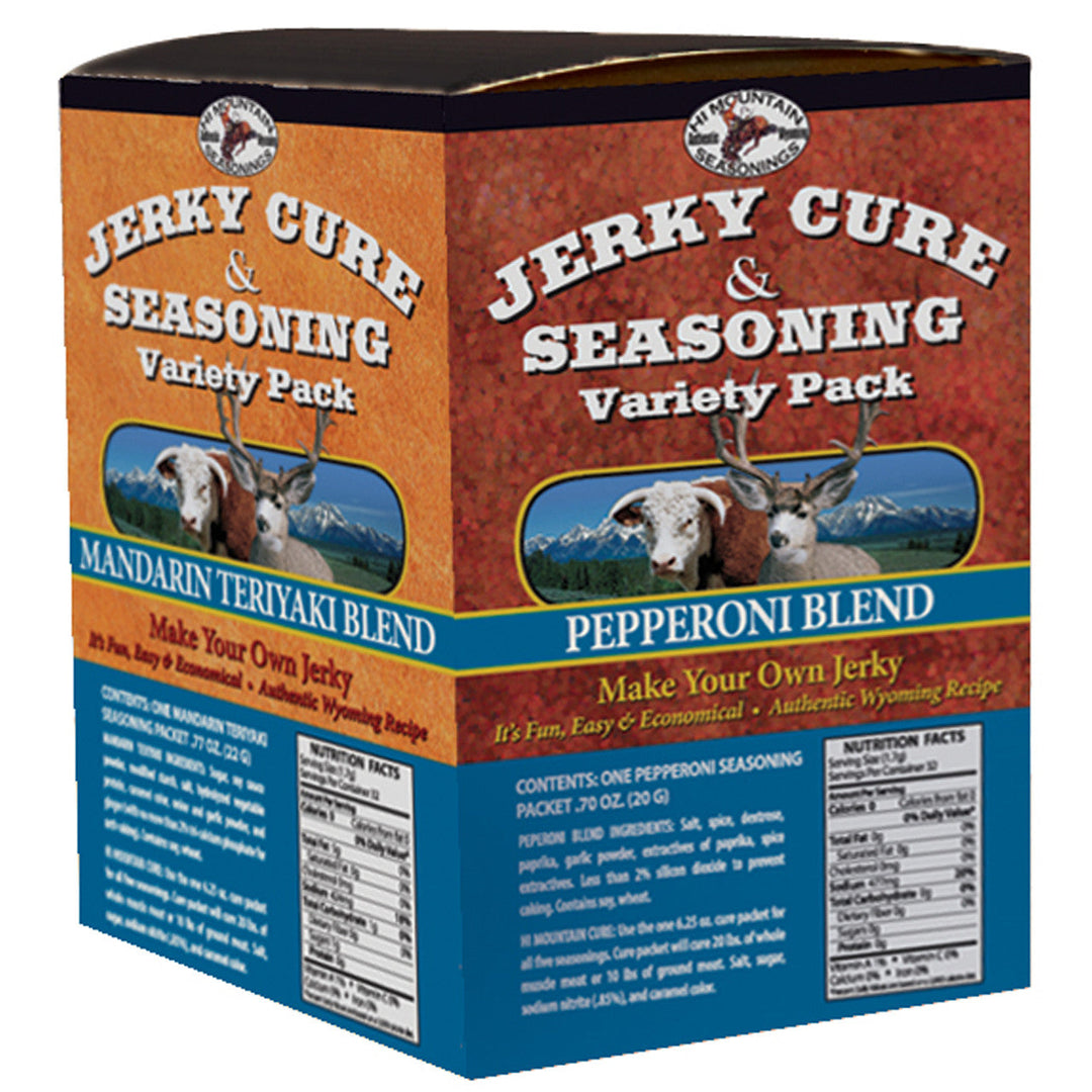 Hi Mountain Variety Pack #2 Jerky Cure and Seasoning - Mandarin Teriyaki / Pepperoni / Sweet & Spicy / Inferno