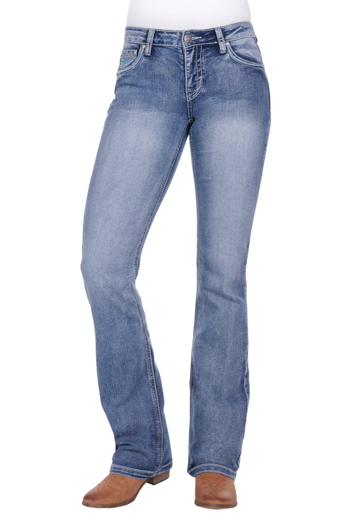 Pure Western Womens Crisscross Relaxrider Jeans