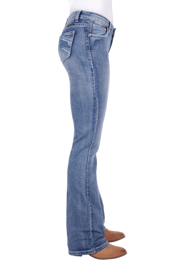 Pure Western Womens Crisscross Relaxrider Jeans