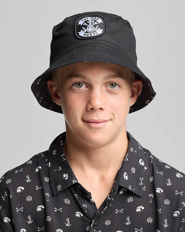 TMH ANCHOR BONES | YOUTH REVERSIBLE BUCKET HAT - BLACK