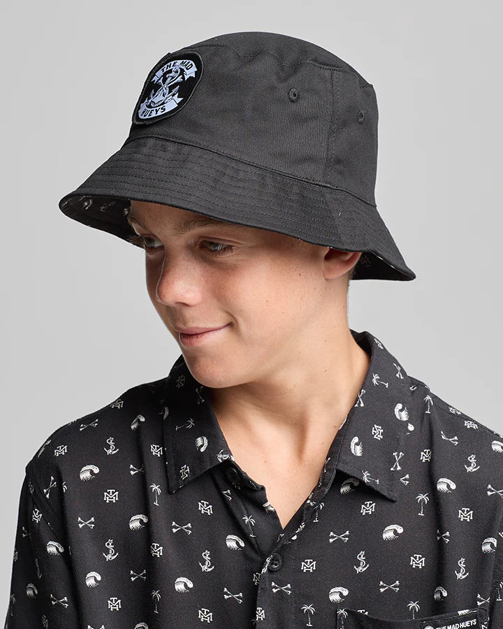 TMH ANCHOR BONES | YOUTH REVERSIBLE BUCKET HAT - BLACK