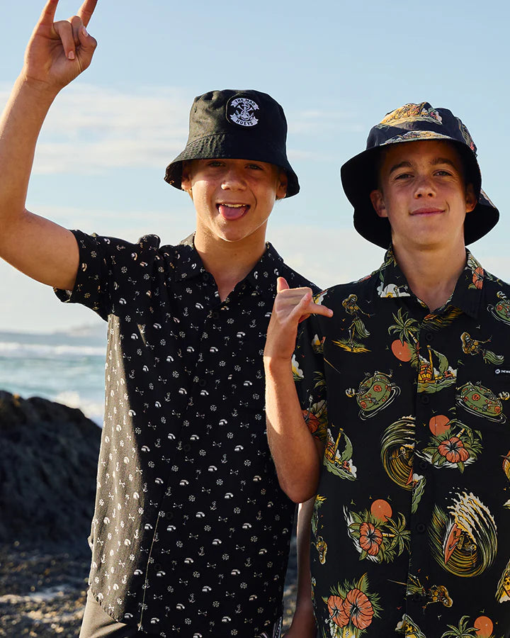 TMH ANCHOR BONES | YOUTH REVERSIBLE BUCKET HAT - BLACK