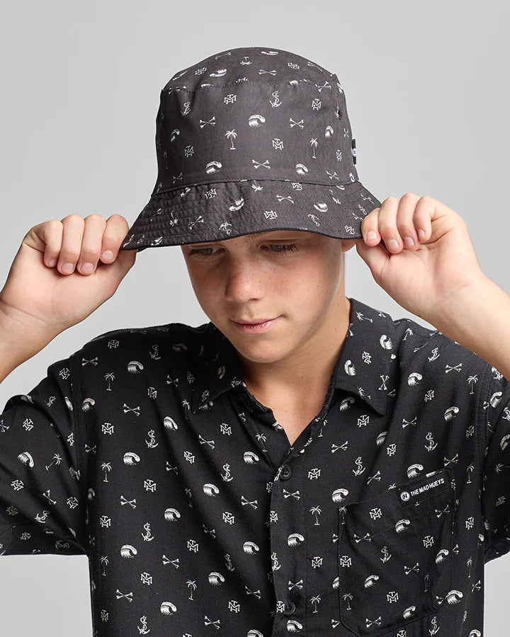 TMH ANCHOR BONES | YOUTH REVERSIBLE BUCKET HAT - BLACK