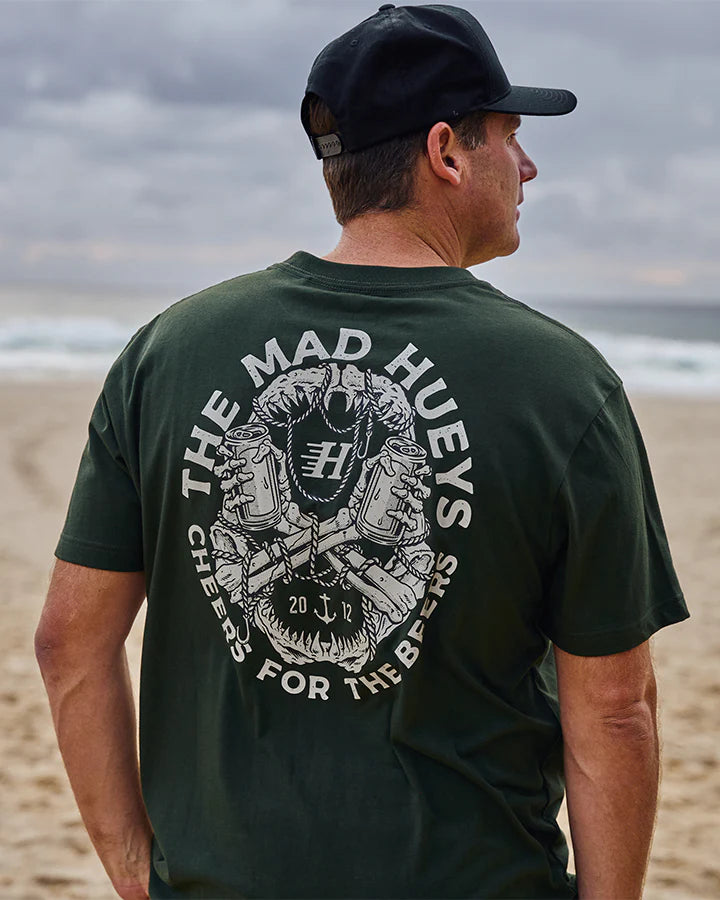 TMH CHEERS AND BEERS | SS TEE - OIL GREEN