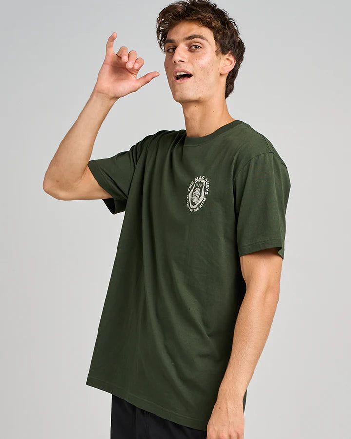 TMH CHEERS AND BEERS | SS TEE - OIL GREEN