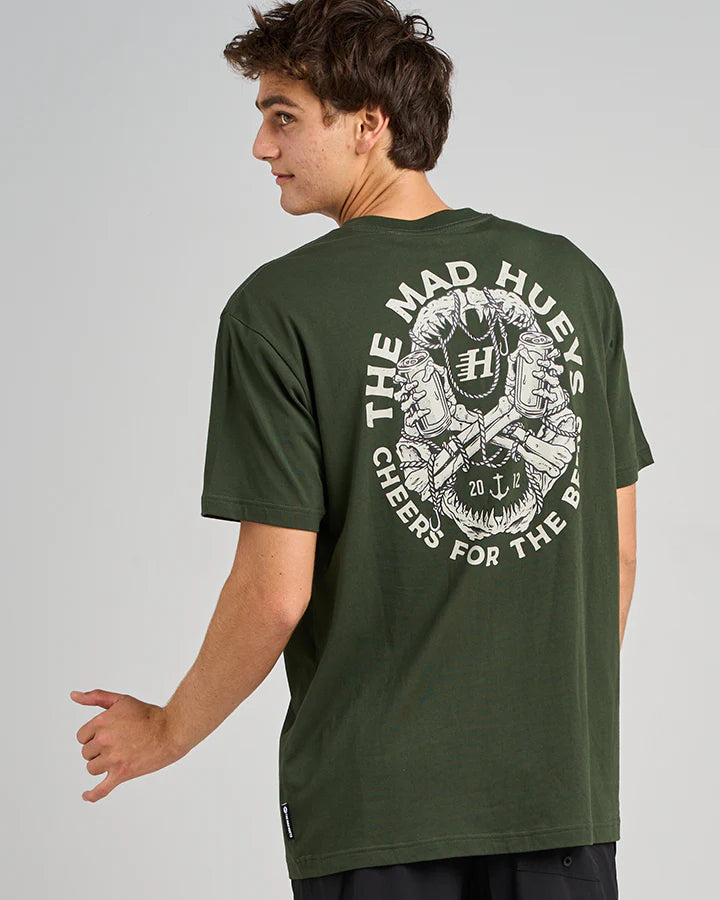 TMH CHEERS AND BEERS | SS TEE - OIL GREEN