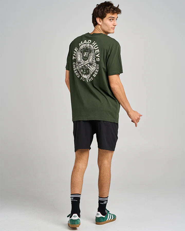 TMH CHEERS AND BEERS | SS TEE - OIL GREEN