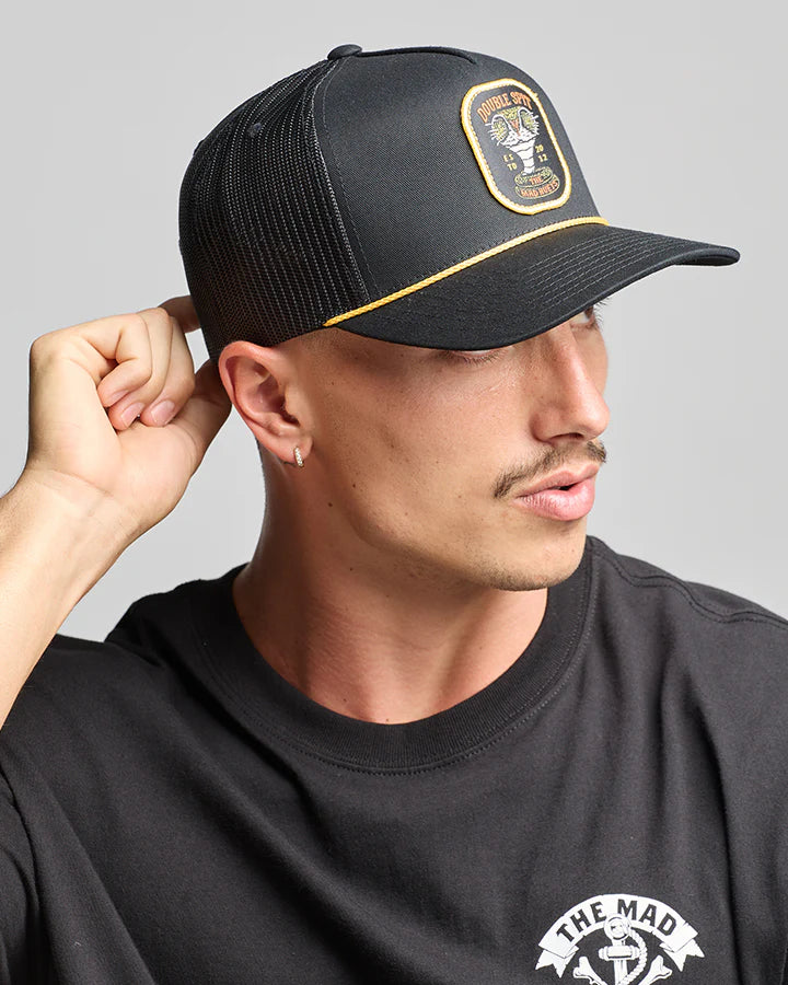 TMH DOUBLE SPIT | TWILL TRUCKER - BLACK