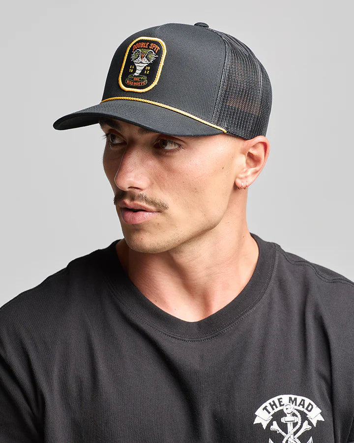TMH DOUBLE SPIT | TWILL TRUCKER - BLACK