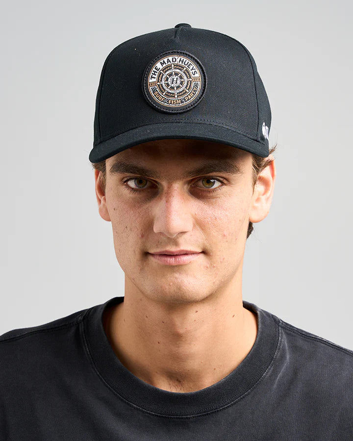 TMH HUEYS SHIP WHEEL | TWILL SNAPBACK - BLACK