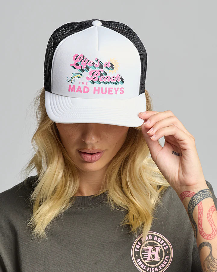 TMH LIFES A BEACH | WOMENS FOAM TRUCKER - WHITE