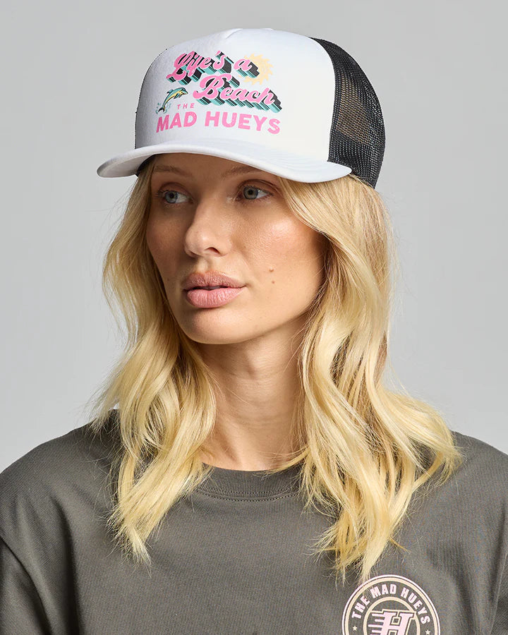 TMH LIFES A BEACH | WOMENS FOAM TRUCKER - WHITE