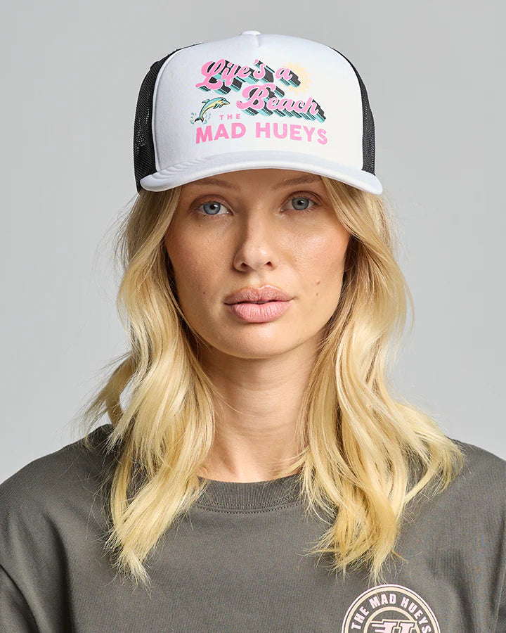 TMH LIFES A BEACH | WOMENS FOAM TRUCKER - WHITE