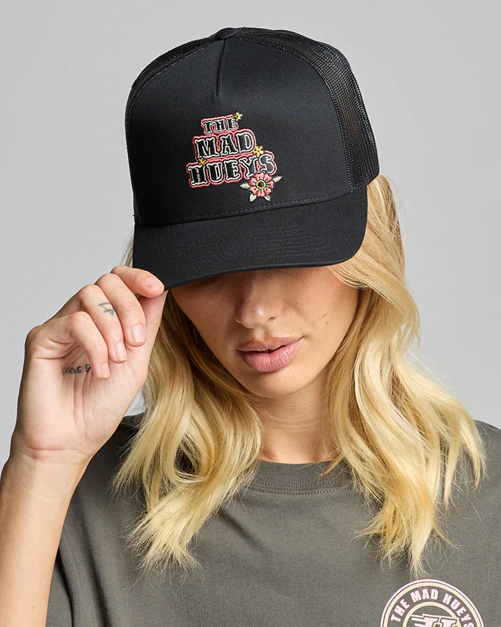 TMH SKULL TATTOO | WOMENS TWILL TRUCKER - BLACK