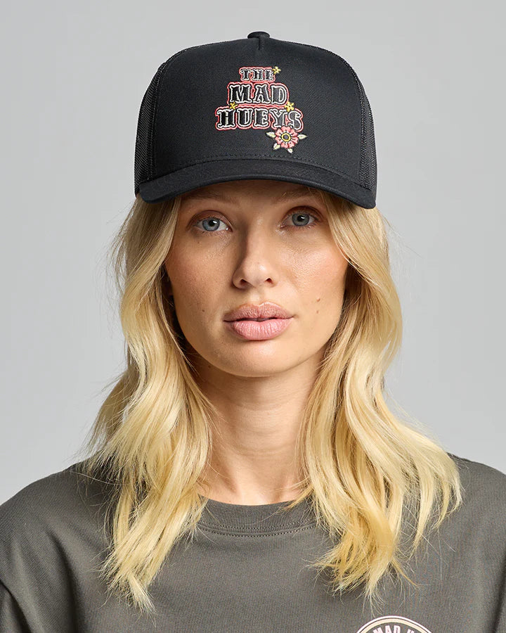TMH SKULL TATTOO | WOMENS TWILL TRUCKER - BLACK