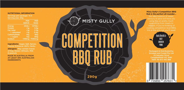 Misty Gully Competition Rub - 290g