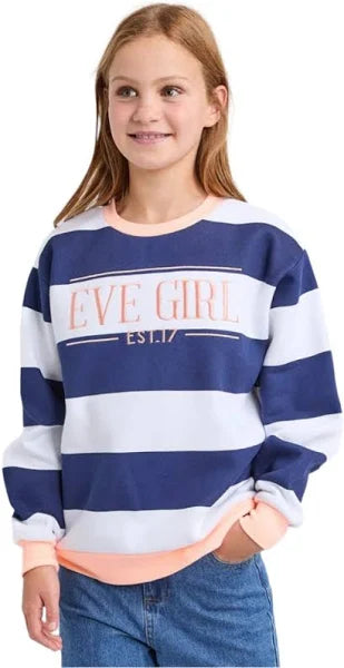 Eve Girl Contrast Stripe Crew