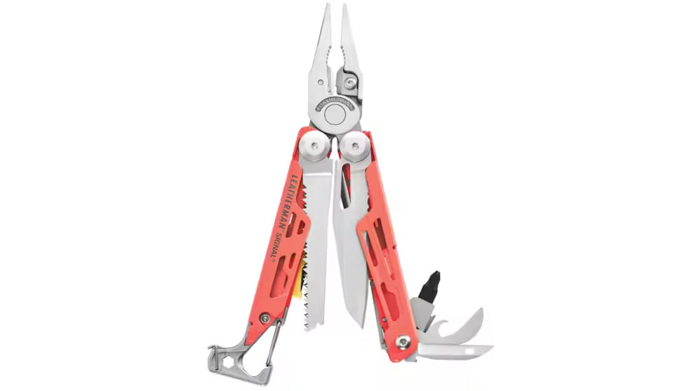 Leatherman Signal Camping Multi-Tool w/Firestarter/Whistle w/Nylon Sheath - Guava & Silver - Box