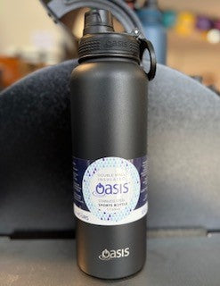 Oasis S/S Double Wall Insulated Challenger Sports Bottle W/ Screw Cap 1.1L - Black - TheSquarePeg