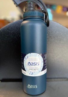 Oasis S/S Double Wall Insulated Challenger Sports Bottle W/ Screw Cap 1.1L - Navy - TheSquarePeg