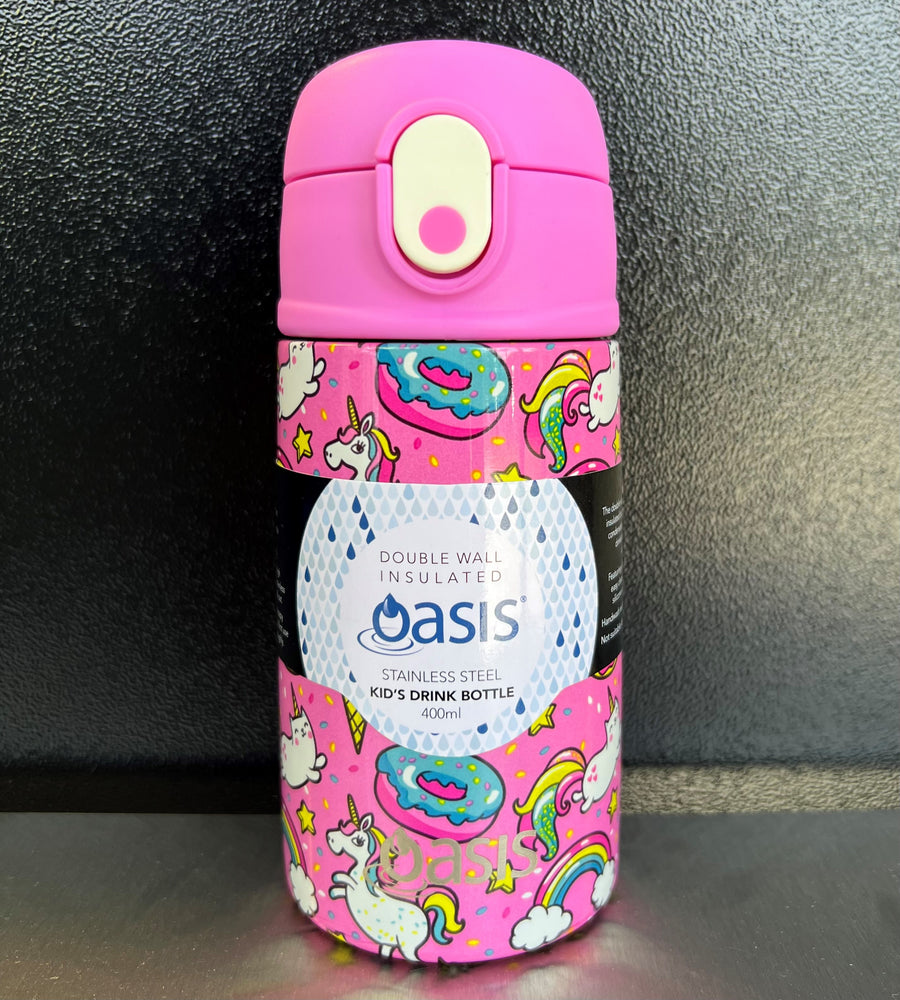 Oasis S/S Double Wall Insulated Kids Bottle W/Sipper 400ml - Unicorns - TheSquarePeg