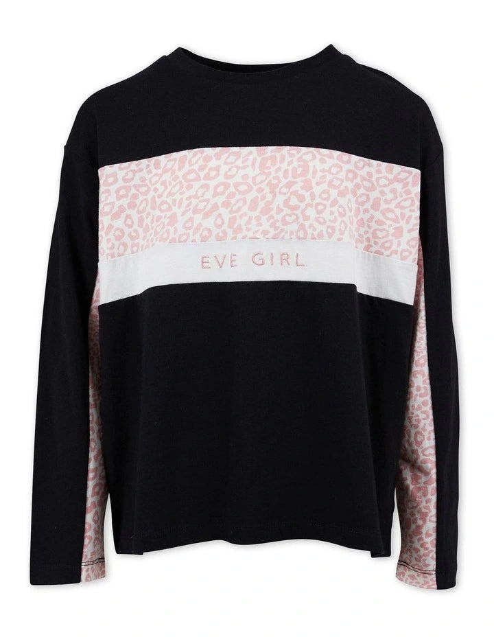 Eve Girl Base Panelled LSLV Tee Black Girls 8