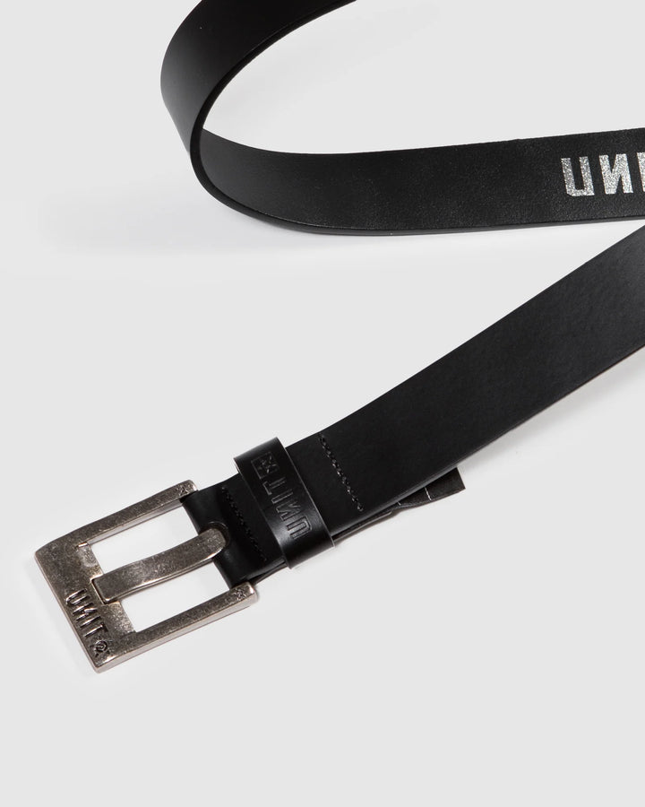 UNIT- MENS BELTS- LEATHER FORTITUDE - BLACK- S-M