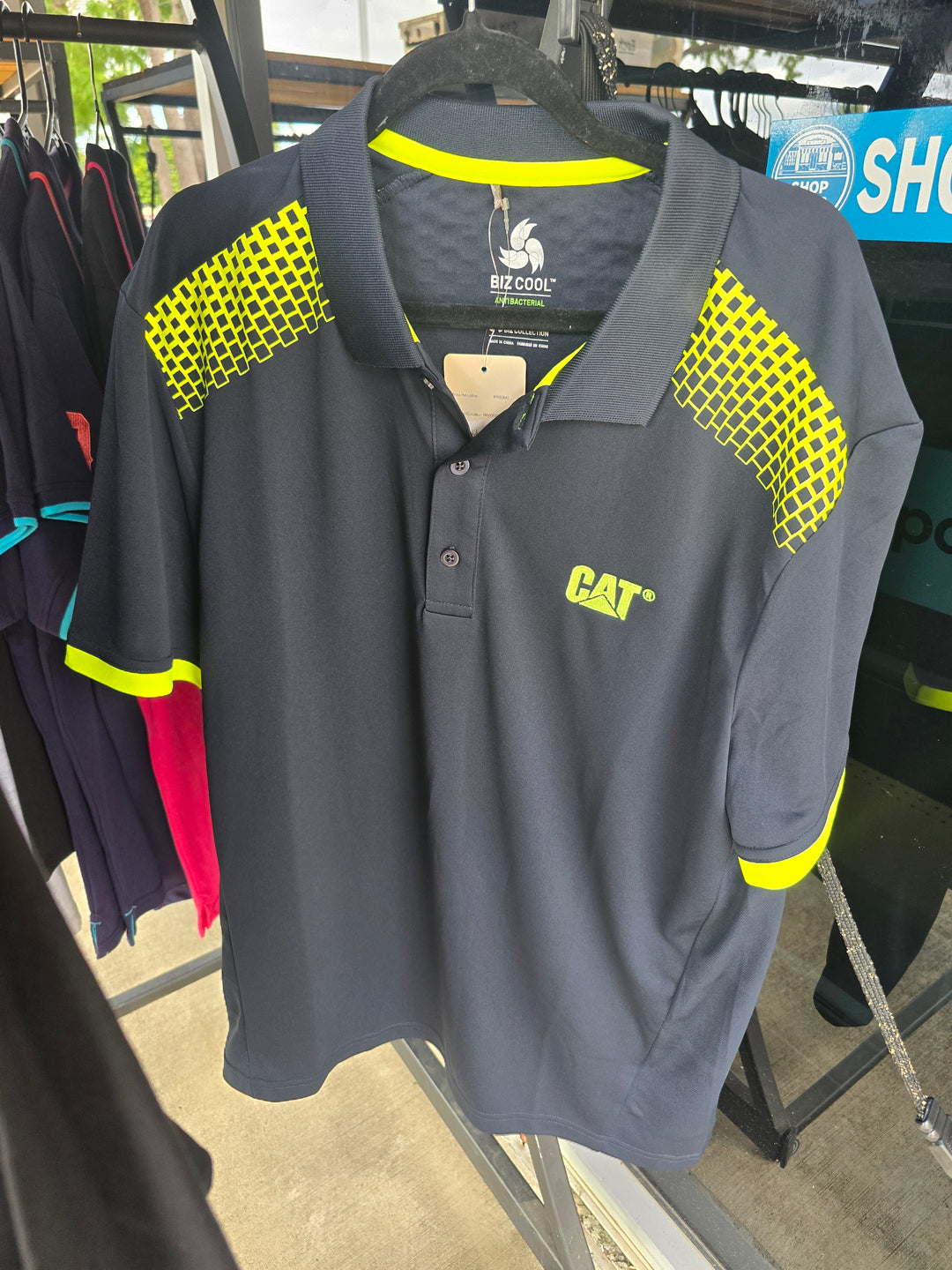 CAT Galaxy Navy/Fluoro Yellow polo