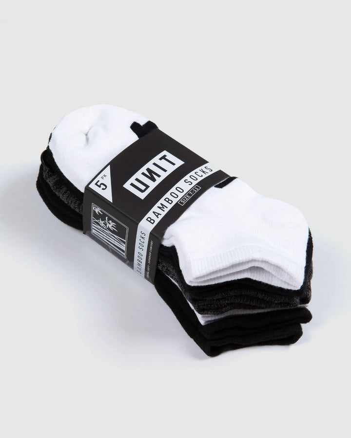 UNIT Mens Socks - Bamboo 5pk No Show - Essential