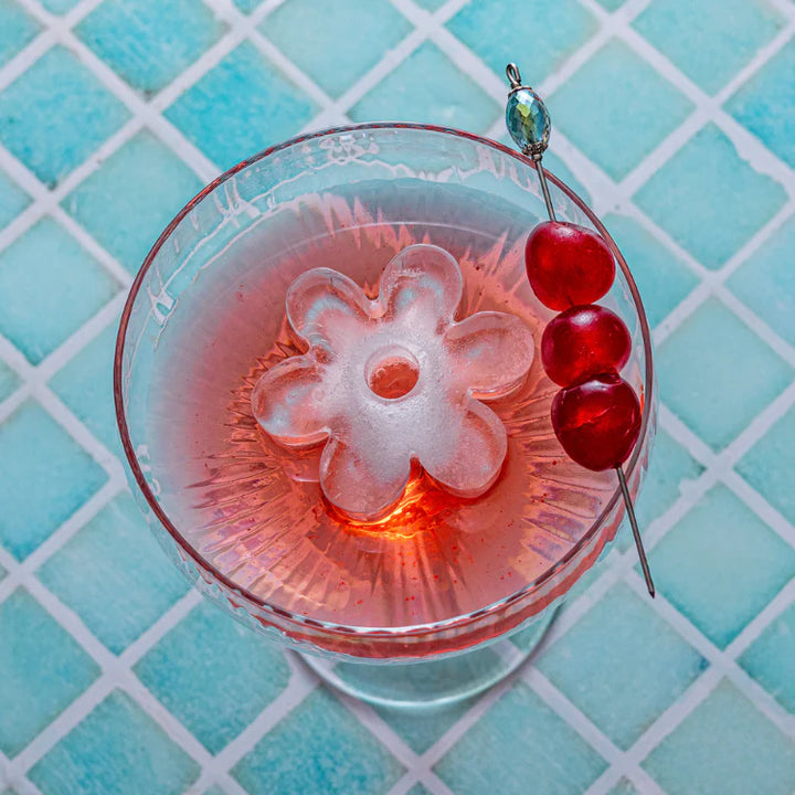 DrinkPlinks Silicone Tray - Retro Daisy Pink - TheSquarePeg