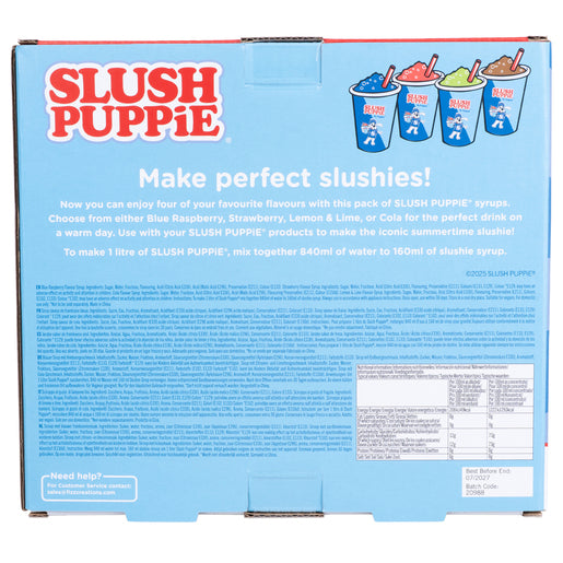 WV Slush Puppie - 4 Pack Syrup - Blue Raspberry, Cherry, Bubblegum, Orange 4 x 180ml