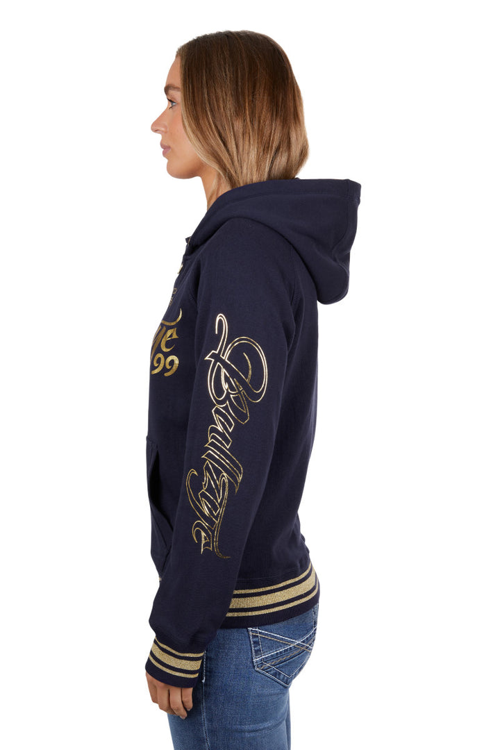 Bullzye Womens Bowen Zip Through Hoodie Dark Navy