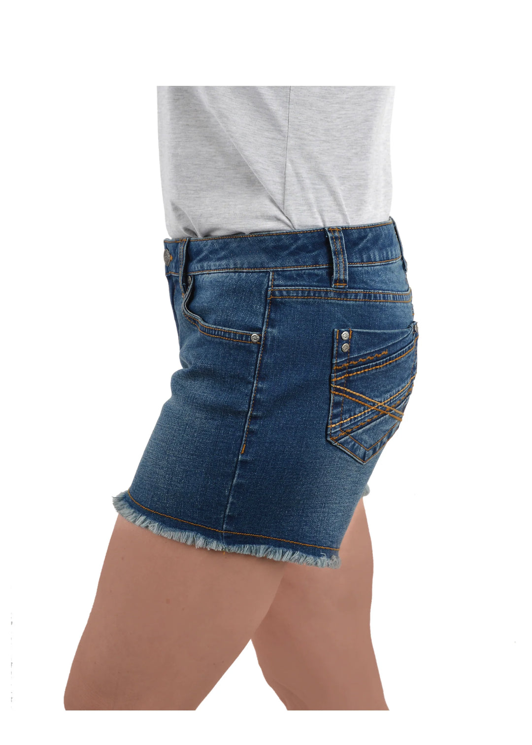 Bullzye Womens Katrina Short Mid Wash