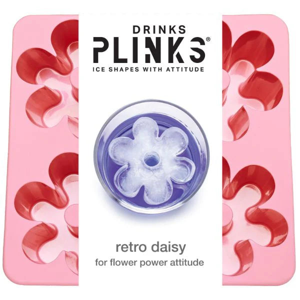 DrinkPlinks Silicone Tray - Retro Daisy Pink - TheSquarePeg